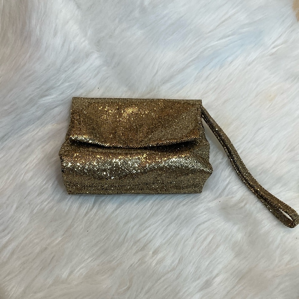 Neiman Marcus sparkly gold clutch/wristlet